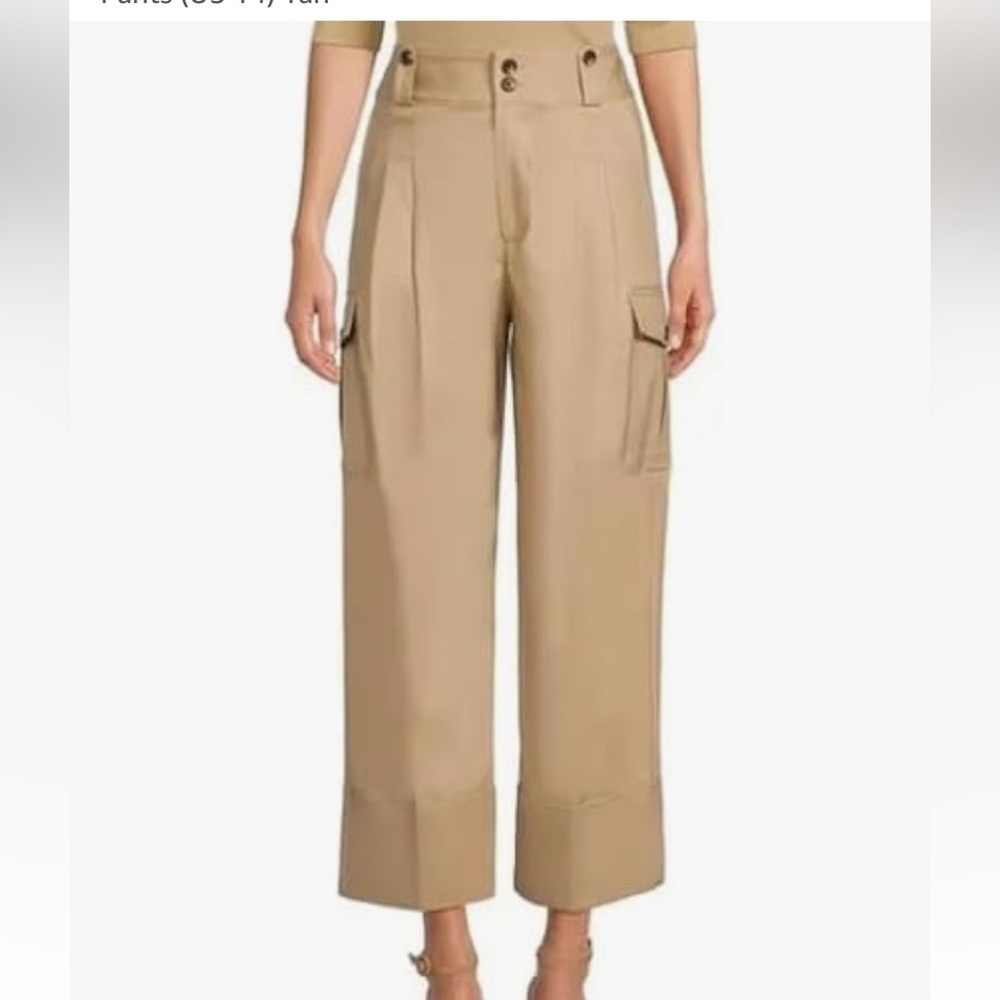 Lauren Ralph Lauren Wide Leg Cropped Cargo Pant in Tan Size 8